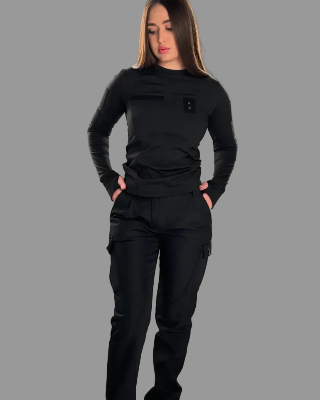 Komplet zimowy damski Spodnie Soft Shell + Longsleeve ocieplany 5.45 – czarny