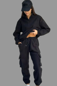 Kostium polarowy damski Bluza + Spodnie jogger 5.45 – czarny