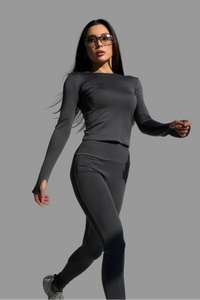 Komplet damski Legginsy + Longsleeve 5.45 – grafitowy