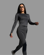 Komplet damski Legginsy + Longsleeve 5.45 – grafitowy