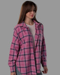 Koszula w kratę damska oversize 5.45 – różowa