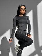 Komplet damski Legginsy + Longsleeve 5.45 – grafitowy