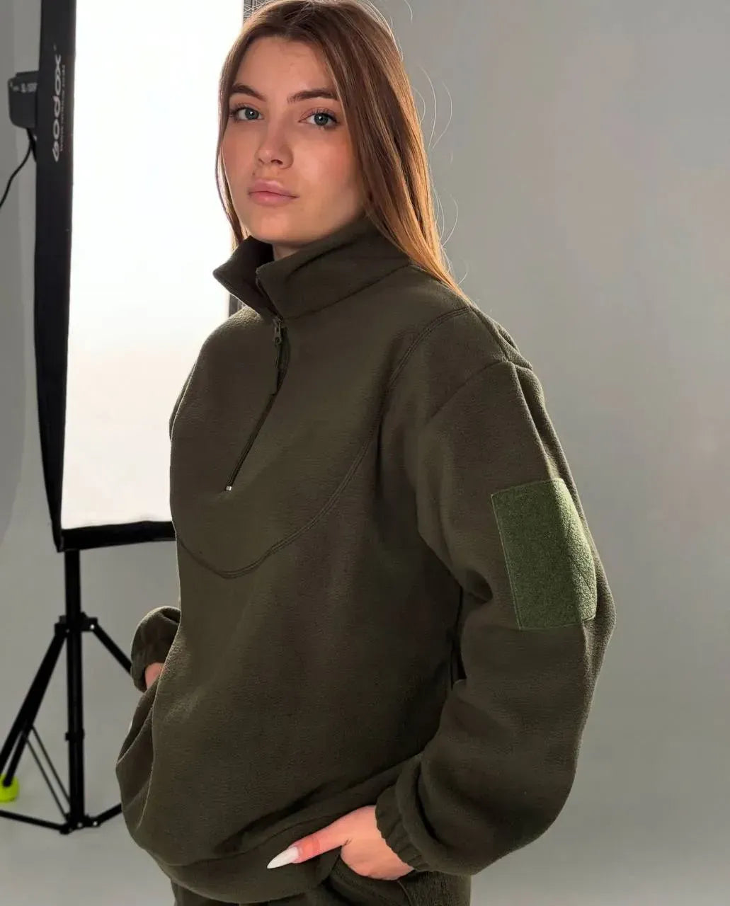 Kostium polarowy damski Bluza + Spodnie jogger 5.45 – oliwkowy