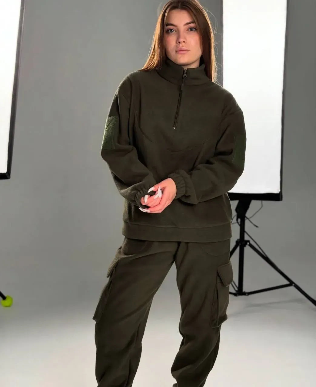 Kostium polarowy damski Bluza + Spodnie jogger 5.45 – oliwkowy