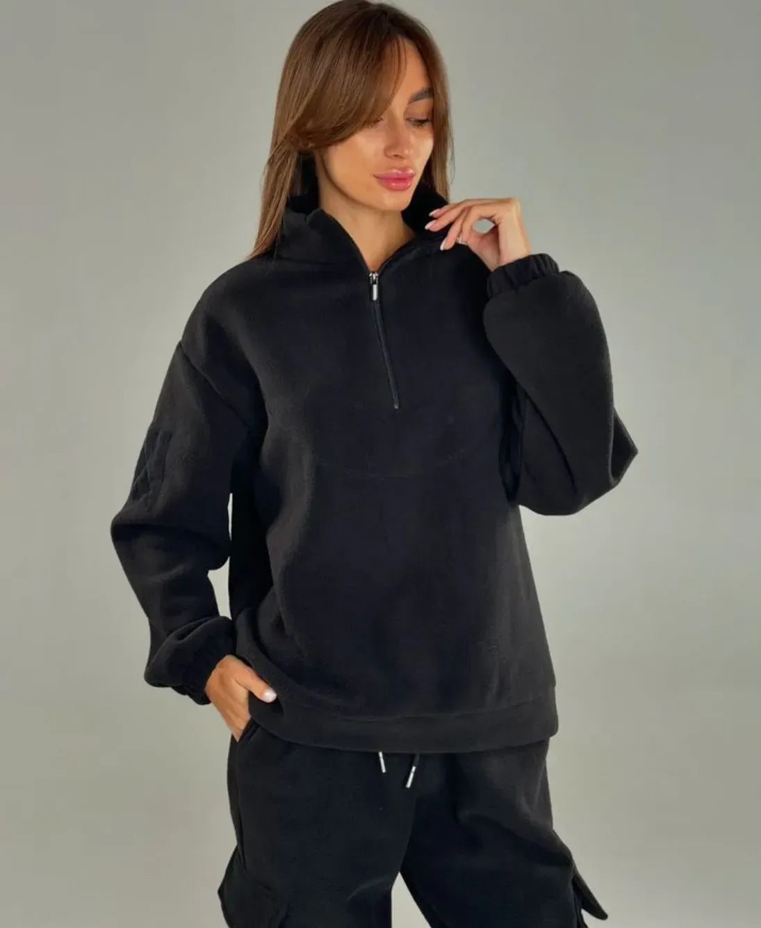 Kostium polarowy damski Bluza + Spodnie jogger 5.45 – czarny