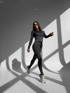 Komplet damski Legginsy + Longsleeve 5.45 – grafitowy