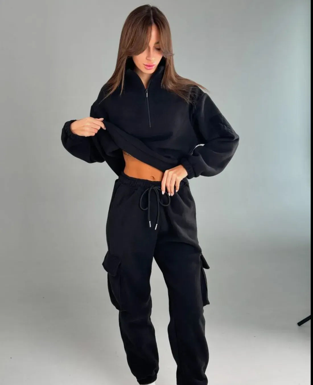 Kostium polarowy damski Bluza + Spodnie jogger 5.45 – czarny